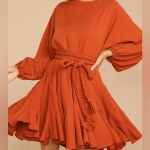 Red Dress chiffon, ruffle dress